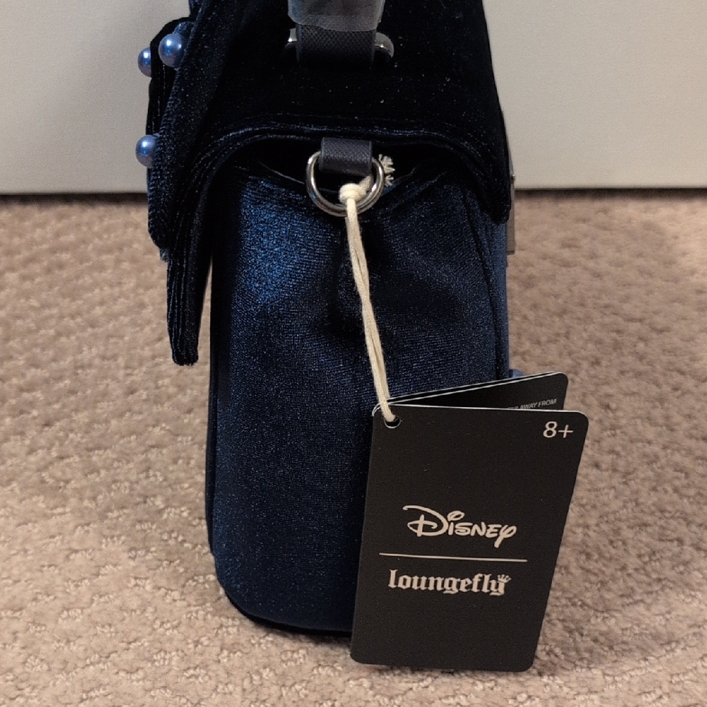 Loungefly Blue Minnie Mouse Velvet Crossbody Pearls Bag (Wallet Also In Closet) - Picture 6 of 12